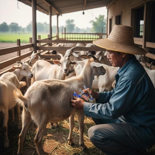 5ML Livestock Syringe Gun, Automatic Cattle Syringe Injector for Pig Cow Goat, Continuous Adjustable Accurate Inject Design, Self Refill Dart Gun Injection with Pistol Grip & Bottle Insertion
