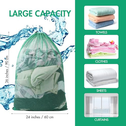 Berlune 30 Pack Large Mesh Laundry Bags - color: Green