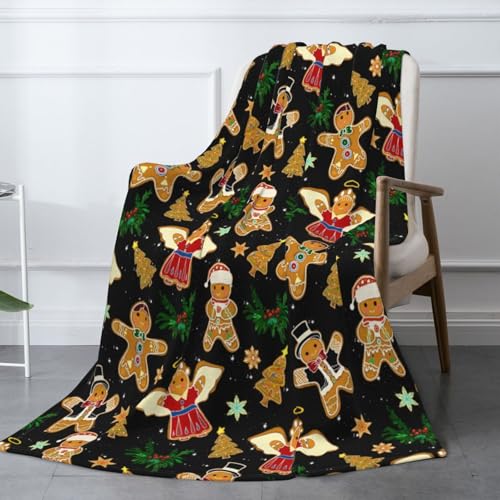 Christmas Gingerbread Man Throw Blanket Fuzzy Soft Cozy Christmas Gingerbread Man Blankets Soft Throws Warm Lightweight Plush Fleece Throw Blanket for Kids Men Women Gift Bed Couch Sofa 50"x40" - color: Gingerbread Man, size: 50"x40"