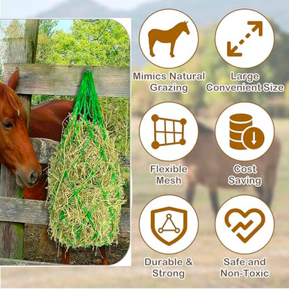 2PCS Hay Bag Hanging Goat Feeder,Slow Feeder Horse Hay Bag, with 4 Bucket Strapsnd for Horses Donkeys Cows Alpacas Ostriches or Other Animals