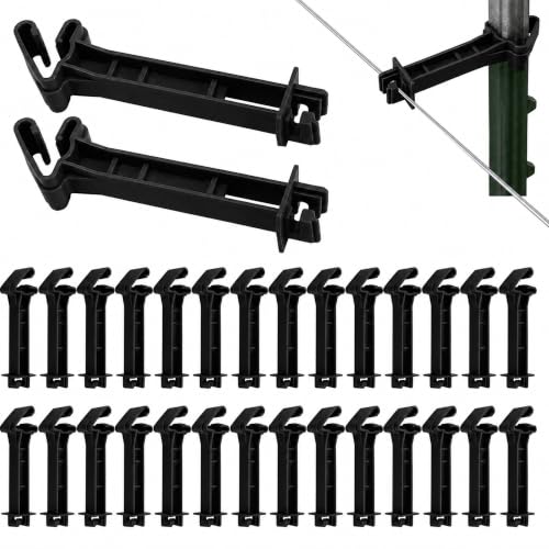 Adnee 120 Pcs 5 Inch T Post Electric Insulators, Snap-on Electric Fence Extender Insulator, Black Electric Fence Insulation Wire Clips for Agricultural Farms Ranchers - color: 120 Black
