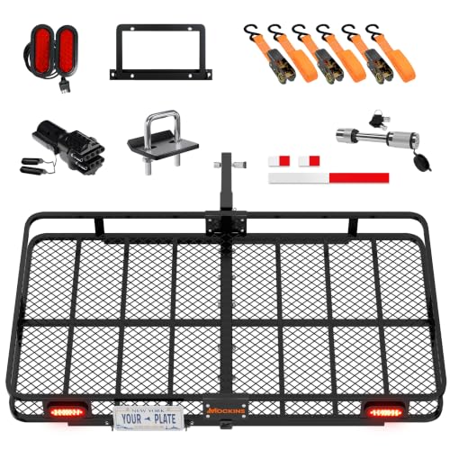 Mockins XXL Trailer Hitch Cargo Carrier with Rear Lights & Plate Bracket - size: 72"L X 36"W X 6"H - XXL
