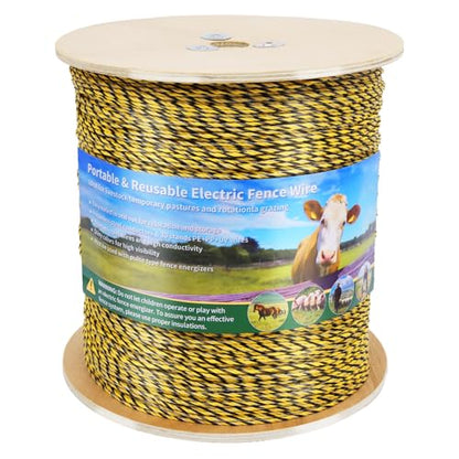 5500ft Electric Fence Wire, 9-Strand Stainless Steel, 1/8" Diameter | 9 Strands 304 stainless + 30 polywire; 330lb break; High conductivity; UV resistant; for solar fence, horses, cattle, goats - size: 5500 Feet