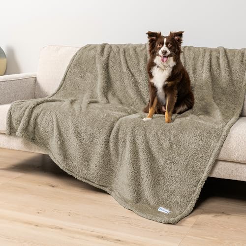 PetAmi Fluffy Sherpa Waterproof Dog Blanket for Large Pet Cat, 60x80, Taupe - color: Taupe, size: X-Large (60x80)