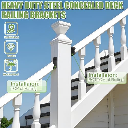 8 Pair 30° Deck Railing Bracket Stair Connector Stainless Steel 2"x4"(Actual 1.5"X3.5") Suitable for Staircase Handrail, Wooden Column Fence