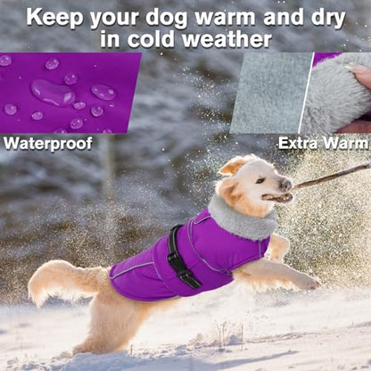 Lelepet Dog Winter Coats for Small Dogs Dog Jacket with Adjustable Buckle - color: Purple, size: S