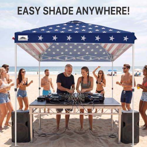 EAGLE PEAK 8x8 Pop Up Canopy Tent Easy Up Canopy Outdoor, American Flag - color: American Flag, size: 8x8