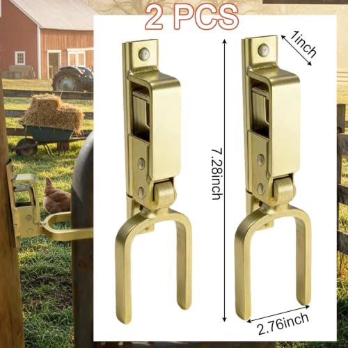 2PCS Instant Locking Gate Latch, Heavy-Duty One-Hand Gate Latch for Farm, Ranch & Backyard | Automatic Spring Lock, Rust-Resistant Steel, Easy Install on Wood, Metal & Pipe Gates