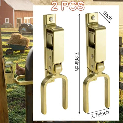 2PCS Instant Locking Gate Latch, Heavy-Duty One-Hand Gate Latch for Farm, Ranch & Backyard | Automatic Spring Lock, Rust-Resistant Steel, Easy Install on Wood, Metal & Pipe Gates
