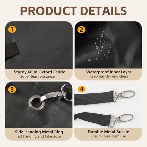 3 Pcs Hay Bags for Goats, Release Buckle for Goats Slow Feeder Hay Bags