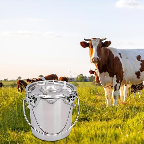 Stainless Steel Milking Machine Bucket with Lid, 3L Milk Can for Cow Sheep Goat Milking Equipment - size: 3L
