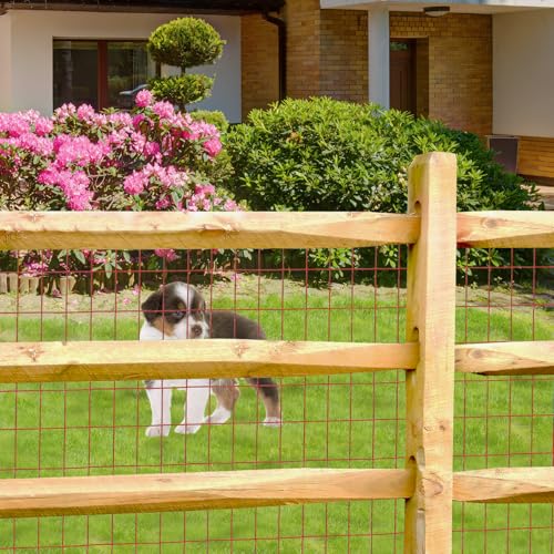 Red PVC Coated Welded Wire Fence 36" x 50' Roll, 2"x3" Mesh, 16 Gauge - color: Red, size: 2''x3'' 16GA 36''x50'
