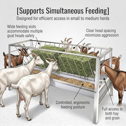 Livestock Feed Trough, 80 Gallon Animal Feed Container for Goats with Spill-Proof Edge, 8 Inch Deep Farm Hay Trough, Hay Grain Livestock Feeder, Feed Equipment for Sheep Livestock Home Breeding Ranch