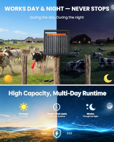 Solar Electric Fence Charger 0.7J for Poultry Livestock, 30 Mile