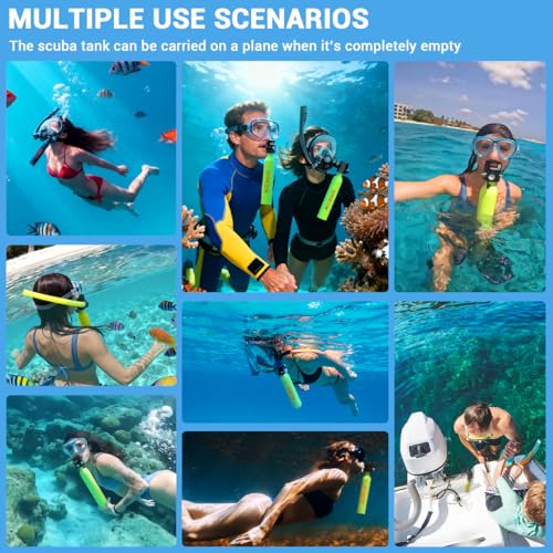 SMACO Mini Scuba Tank 0.5L Portable Reusable Diving Tank Emergency Diving Cylinder for Snorkeling, Freediving, Boat Cleaning & Air Backup Lightweight & Compact Design Pony Bottle S300 - style: Scuba Tank (Green)