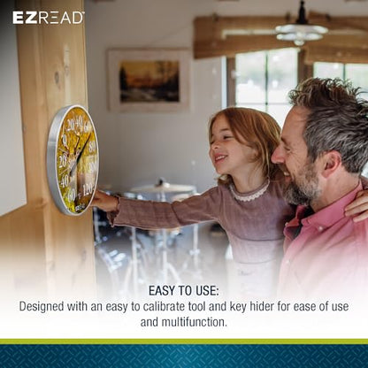 EZREAD Hanging Dial Thermometer 840-1217 Weather Thermometers for Indoor and Outdoor Use, Large 12.5 Inch Diameter, Easy to Read Numbers, Buck - color: Buck