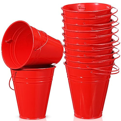 Sadnyy 12 Pack 4.5 X 5 inch Red Metal Buckets - color: Red, size: 4.5 x 5 in
