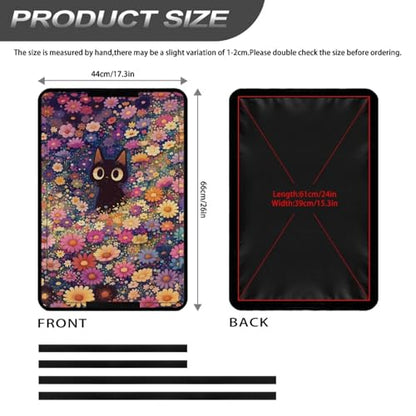Beautiful Flower and Black Cat RV Door Windows Shade Universal V Blackout Shades Blocking Light Window Cover Anti Hot Sunproof RV Camper Trailer Accessories - color: Beautiful Flower and Black Cat
