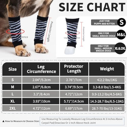 Dog Leg Protectors to Help Reducing Licking Scratching Wound After Surgery - color: Black, size: S-Leg Girth: 2.04in