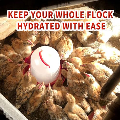4 Pack 1.5L Gravity-Fed Chick Waterer – Hanging Poultry Drinker Kit | No-Spill Water Dispenser for Chickens, Ducks, Quail, Pigeons, Brooder and Coop Use