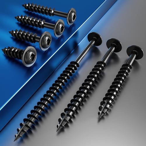 Wensilon (Black) Pocket Hole Screws # 8 * 1-1/2" 109pcs 1lbs Square Hole Wood Screws and Round Head Square Hole self Tapping Screws are Suitable for Wooden use.150MM,60MM Drive bit Included. - color: Black, size: 8*1-1/2"