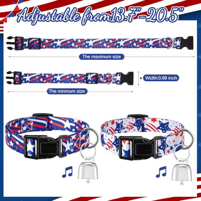 2 Pack Patriotic Goat Collars with Bells, Red White Blue Pattern for Lambs - style: Independence Day