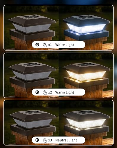 4x4 Solar Post Cap Lights - 8 Pack Fence Deck Post Solar Powered Lights