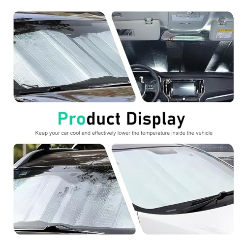 Car Front Windshield Sun Shade, 51" x 23" 5-Layer Reflective Heat Insulation Window Shield, Sun Blocker & Privacy Protection Shade, Foldable Cover for Cars SUVs (Silver) - color: Silver #M