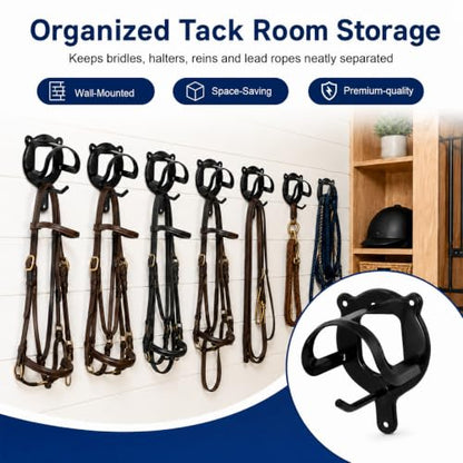 24 Counts Horse Bridle Rack, Bridle Bracket Bridle Hooks with Tubes & Screw - size: 24 Counts