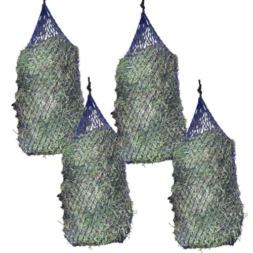 Country Pride Ultra Slow Feeder Hay Net, 1-Inch Openings to Slow Hay Consumption, Durable Woven Design, Top-Loading, Holds 5-6 Flakes, Compatible with Hay Hoops, 42-Inch, 42-Inch, 4 Pack (Navy Blue) - color: Navy Blue