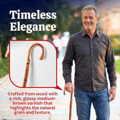 Dress Up America Classic Wooden Walking Cane – Lightweight Wood Cane with Rubber Tip, 35.5" & 32" Everyday Walking Stick, Accessory, Magician, Formal Wear, Halloween & Cosplay - size: Adults - 35.5"