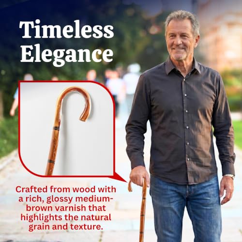 Dress Up America Classic Wooden Walking Cane – Lightweight Wood Cane with Rubber Tip, 35.5" & 32" Everyday Walking Stick, Accessory, Magician, Formal Wear, Halloween & Cosplay - size: Kids - 32"