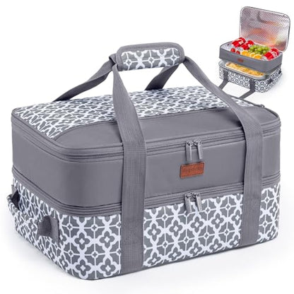 BAGSPRITE Double-Layer Insulated Casserole Carrier for 9" x 13" Baking Dish - color: Grey