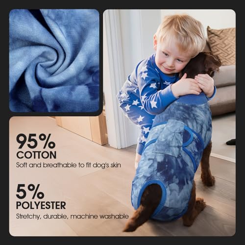 FUAMEY Recovery Suit for Dogs After Surgery,Soft Breathable Dog Bodysuit - color: Blue Tie Dye, size: Xs(back:8.3-11.4in,wt:4-7lbs)