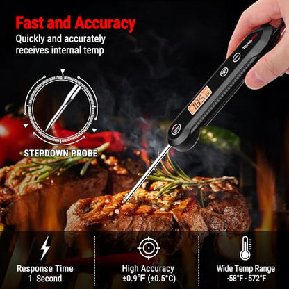TempPro TempSwift 1 Sec Meat Thermometer Digital for Kitchen Cooking Food - color: Pitch black