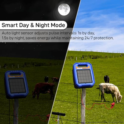 Solar Electric Fence Charger for Livestock, Low Consumption Electric Fence Controller with Smart Day/Night Mode, Suitable for Pasture or Garden Fencing - style: WL2