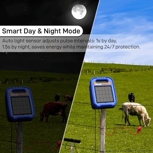 Solar Electric Fence Charger for Livestock, Low Consumption Electric Fence Controller with Smart Day/Night Mode, Suitable for Pasture or Garden Fencing - style: WL2