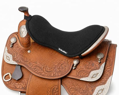 Southwestern Equine ComfortRider Western Saddle Seat Cushion - Adds Cushioned Comfort to Hard Saddles, Breathable 3D Air Mesh, OrthoRide Stabilizer Core, Spot Grip Bottom, Fits 15-17 in Seats