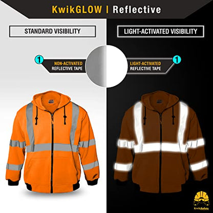 KwikSafety - Charlotte, NC - Men's Fleece Safety Hoodie | PPE Hi Vis Lightweight Reflective Jacket - color: Orange, size: 4X-Large