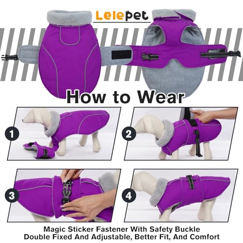 Lelepet Dog Winter Coats for Small Dogs Dog Jacket with Adjustable Buckle - color: Purple, size: S