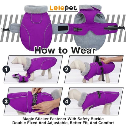 Lelepet Dog Winter Coats for Small Dogs Dog Jacket with Adjustable Buckle - color: Purple, size: S
