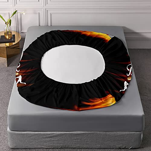 HOSIMA Teens Sports Baseball Bedding Full,1 Fitted Sheet+2 Pillowcases. - color: Black-a, size: Full 55"*75"