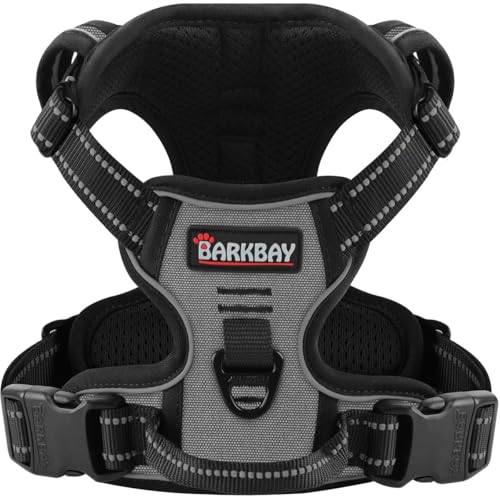 BARKBAY Dog Harness for Small Sized Dog No Pull 2 Leash Clips Dog Vest - color: Dark Grey, size: X-Small
