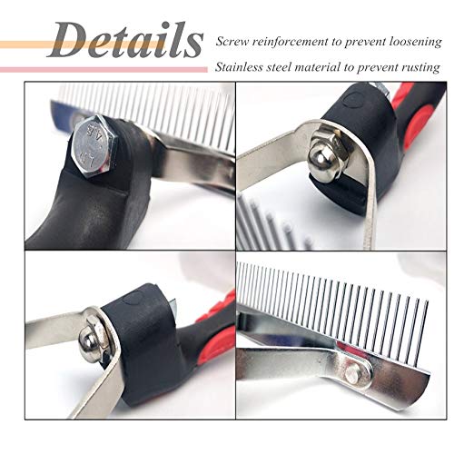 Dog Brushes for Grooming Large Dogs, Undercoat Dog Rake Long Hair Pet Comb Pet Grooming Brush with Anti-Slip Handle, Steel Comb for Golden Retriever Husky German Shepherd