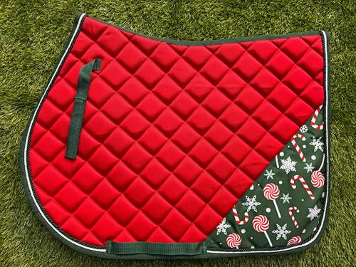 Candy Santa English Saddle Pad Set Numnah Horse Ear Bonnet Saddle Cloth Saddle Blanket Horse Riding Wears - size: COB