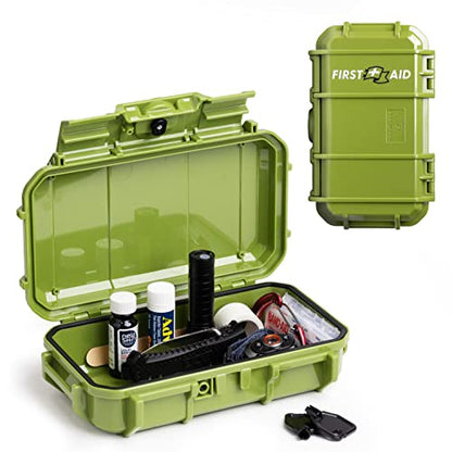 Evergreen X Seahorse 56 Medication Lock Box - Medium, First Aid Kit, Childproof, Empty Lockable Medicine Box to Store Medications, Diabetic Supplies. NO SUPPLIES INCLUDED (Green + First Aid Flag) - color: Green + First Aid Flag