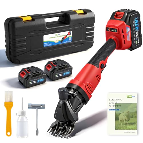 Cordless Sheep Shears 600W with 2X 4000mAh 21V Lithium Batteries | 2500 RPM Cordless Sheep Clipper with 3-Speed Control and Overload Protection, Heavy-Duty Shearing for All Livestock