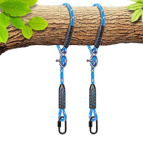 SELEWARE 3ft Tree Swing Rope, Adjustable Hammock Straps Hanging Kit - color: Blue-2 Pack, size: 3ft