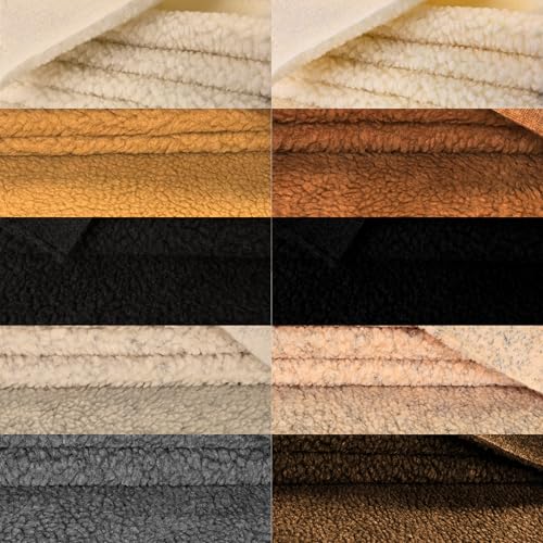 Heavy Duty Sherpa Sheep Skin 60" Wide - 21oz per Yard, 7.7mm Sold by The Yard (Taupe with Black Floss) - color: Taupe With Black Floss, size: Heavy Duty Sherpa