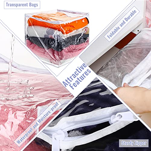 Shappy 6 Packs Clear Plastic Storage Bags with Zipper, 12 x 12 x 12 Inch | Sweater Bags, Moth Proof Protection, Vinyl, For Blankets Clothes Bed Sheet Comforters Pillows Quilt Closet Linen Organizer - size: 12 x 12 x 12 Inch
